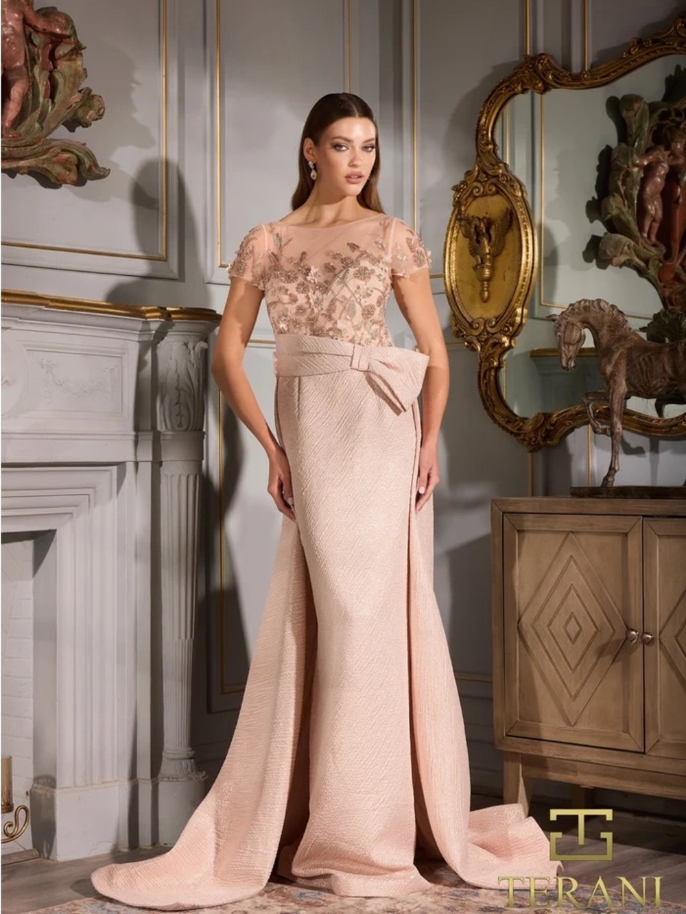 Terani Couture 252E5157 Blush Pink Embellished Evening Gown